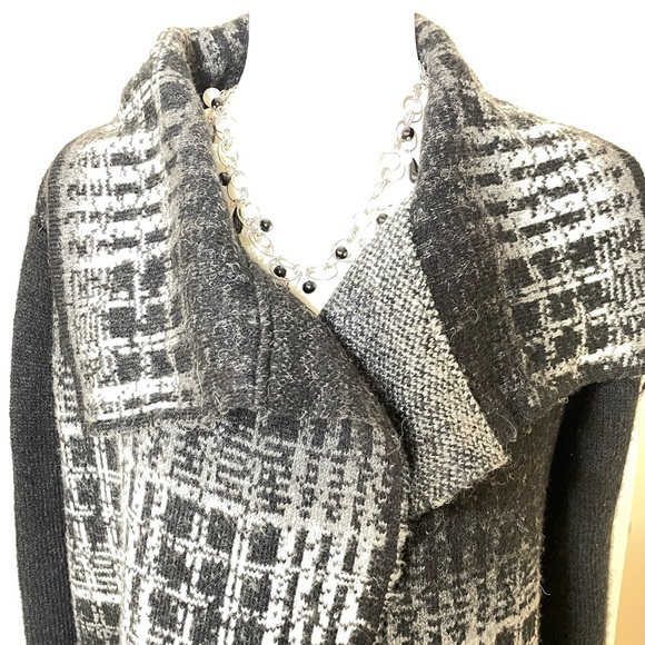 Ava Couture Mohair Blend Black /White Cardigan Sweater Duster Jacket Size:Large - Picture 6 of 14